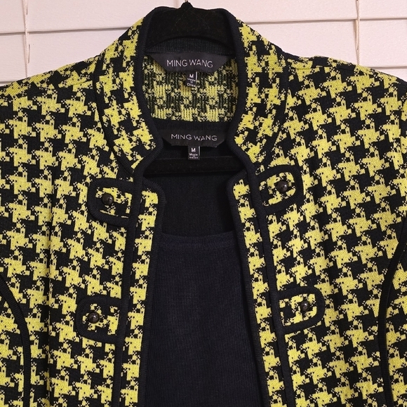 Ming Wang 2 Pieces Green and Black Blazer Classic Tailored Design And Top - Picture 3 of 16